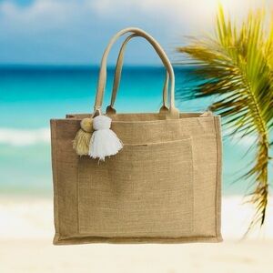 Mud Pie JUTE TAN TOTE BAG